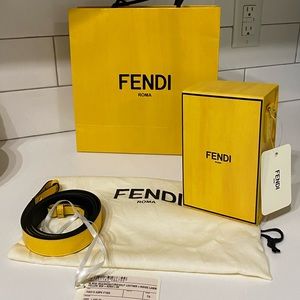 Fendi Logo Vertical Box Crossbody Bag Leather Gold